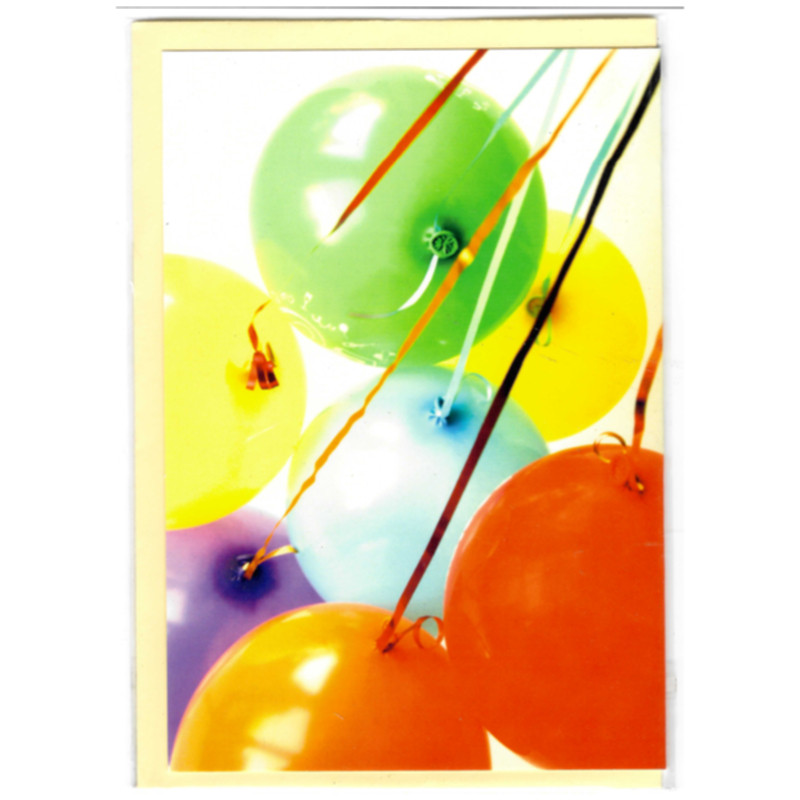 Glückwunschkarte bunte Luftballons Billet mit Kuvert für Geburtstag und Feier